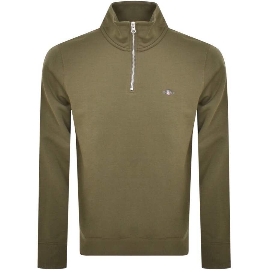 GANT GANT SHIELD LOGO HALF ZIP SWEATSHIRT GREEN