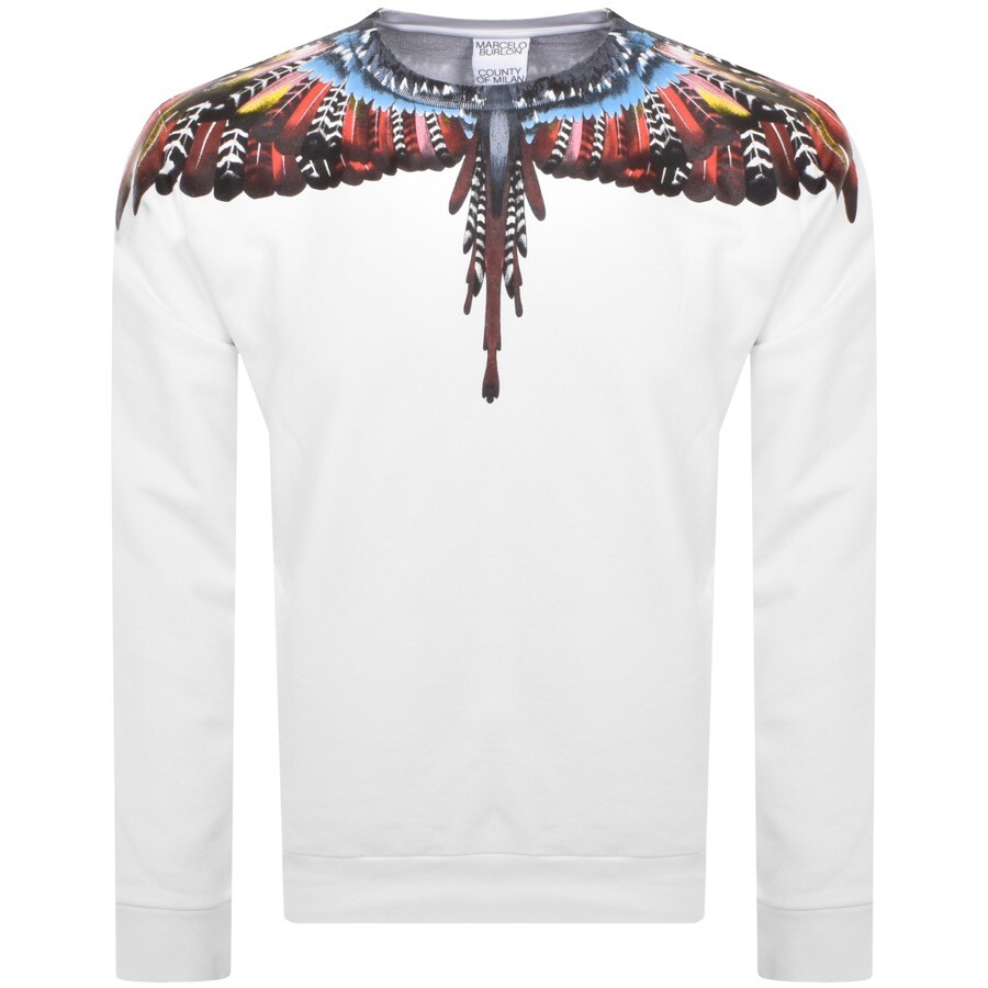 Marcelo Burlon County Of Milan Marcelo Burlon Grizzly Wings Sweatshirt White In White