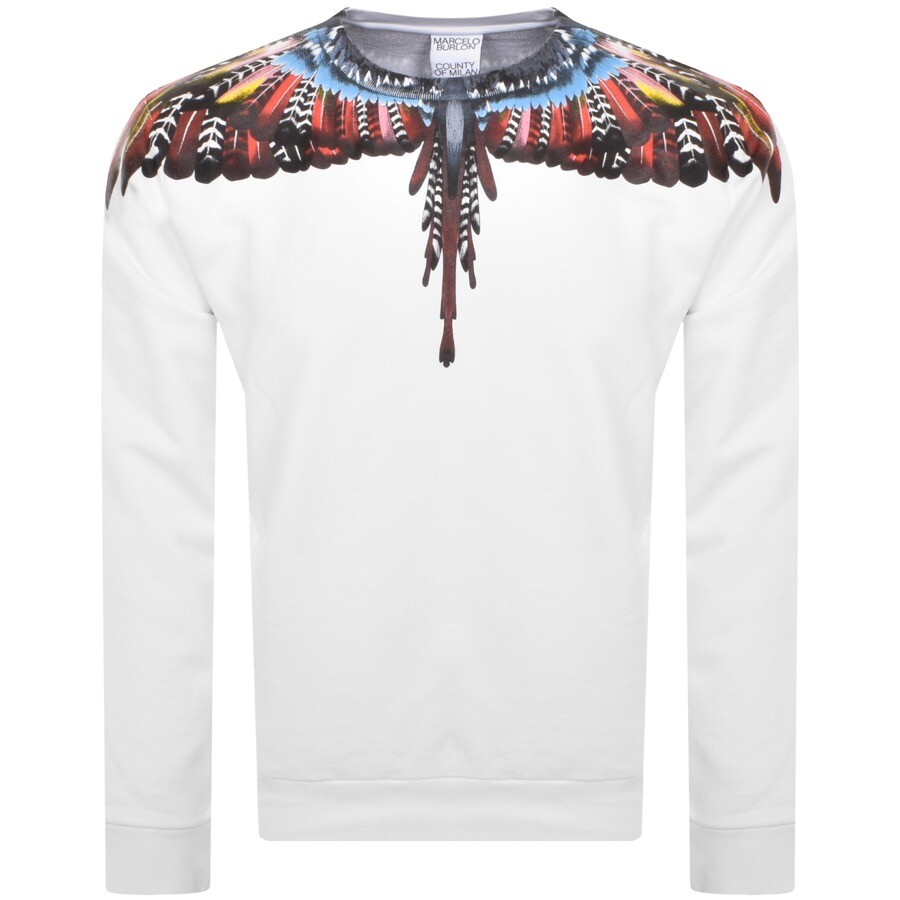 Shop Marcelo Burlon County Of Milan Marcelo Burlon Grizzly Wings Sweatshirt White