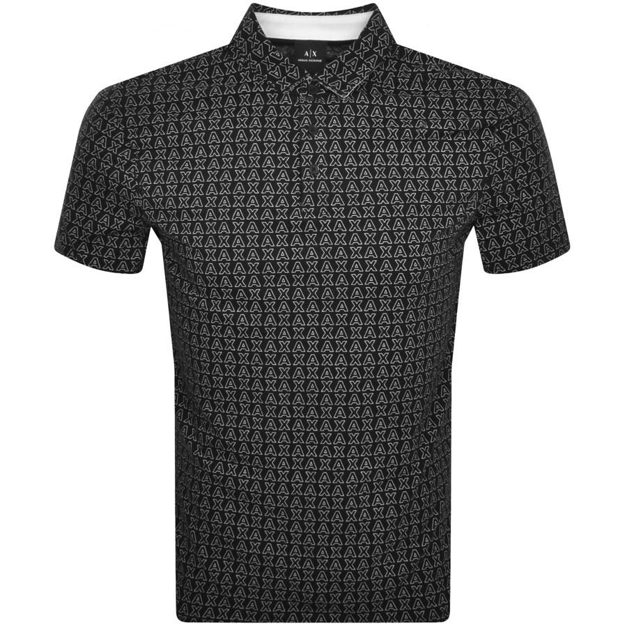 Armani Exchange Logo Polo T Shirt Black