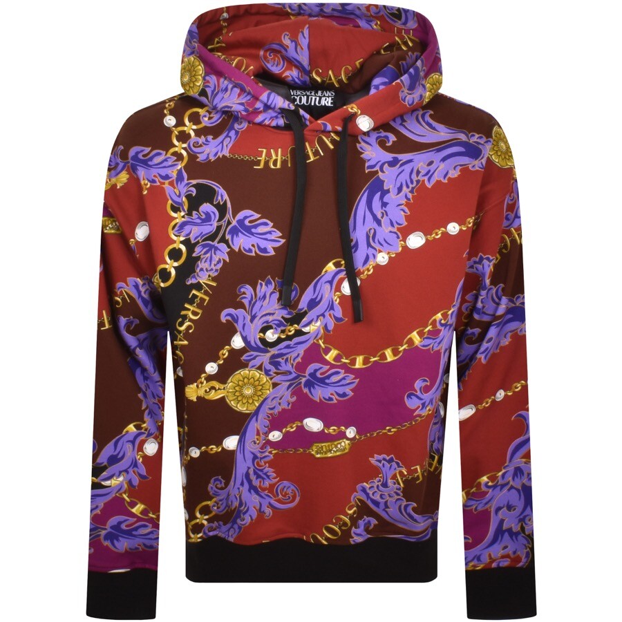 Versace Jeans Couture Chain Print Hoodie Red