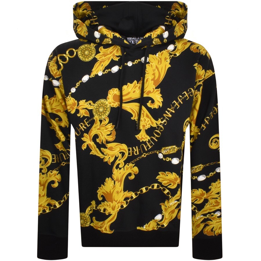 Versace Jeans Couture Chain Print Hoodie Black
