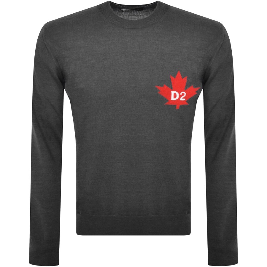 Dsquared2 D2 Leaf Knit Jumper Grey In Grey