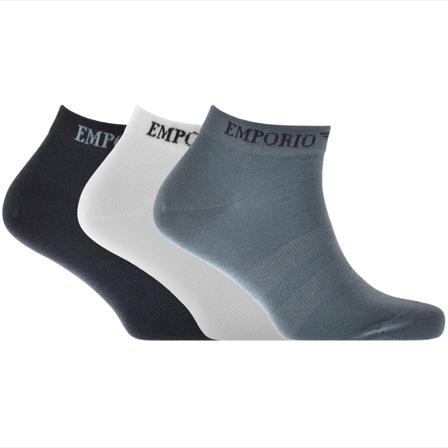 Emporio Armani Three Pack Trainer Socks Navy