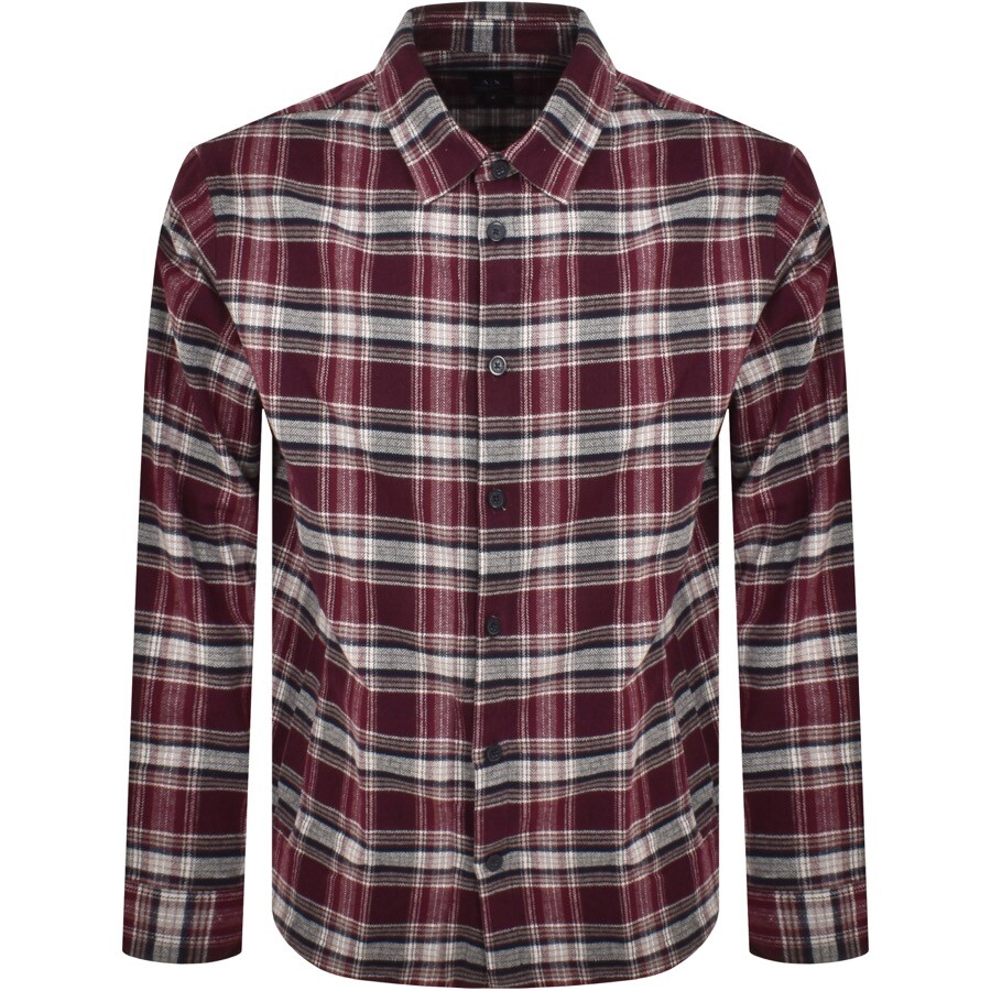 ARMANI EXCHANGE ARMANI EXCHANGE LONG SLEEVE CHECK SHIRT BURGUNDY 