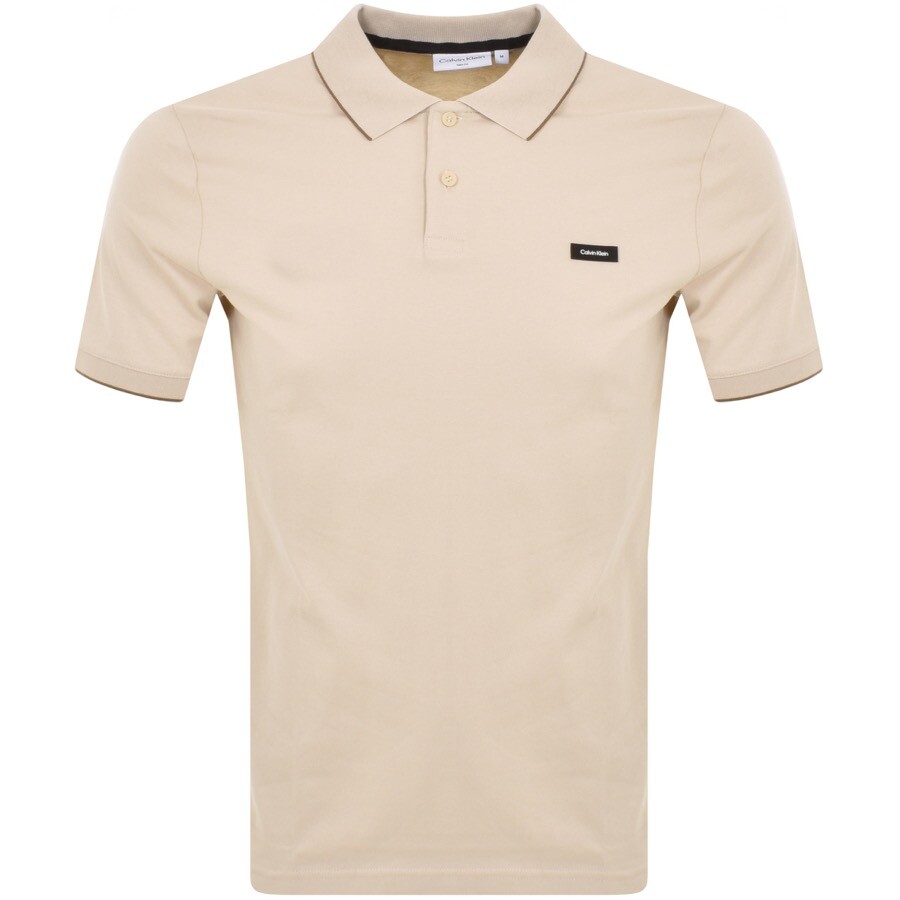Calvin Klein Pique Slim Fit Polo T Shirt Beige