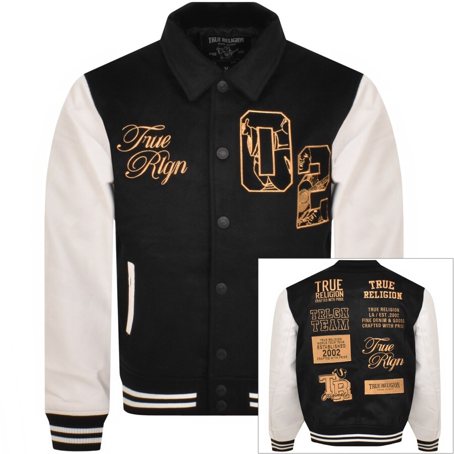 True Religion Varsity Jacket Black | ModeSens