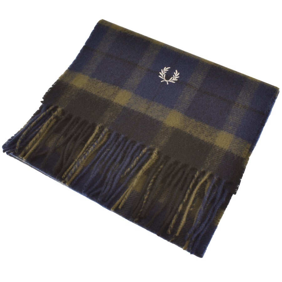 Fred Perry Tartan Scarf Green In Field Green/light Oyster T88