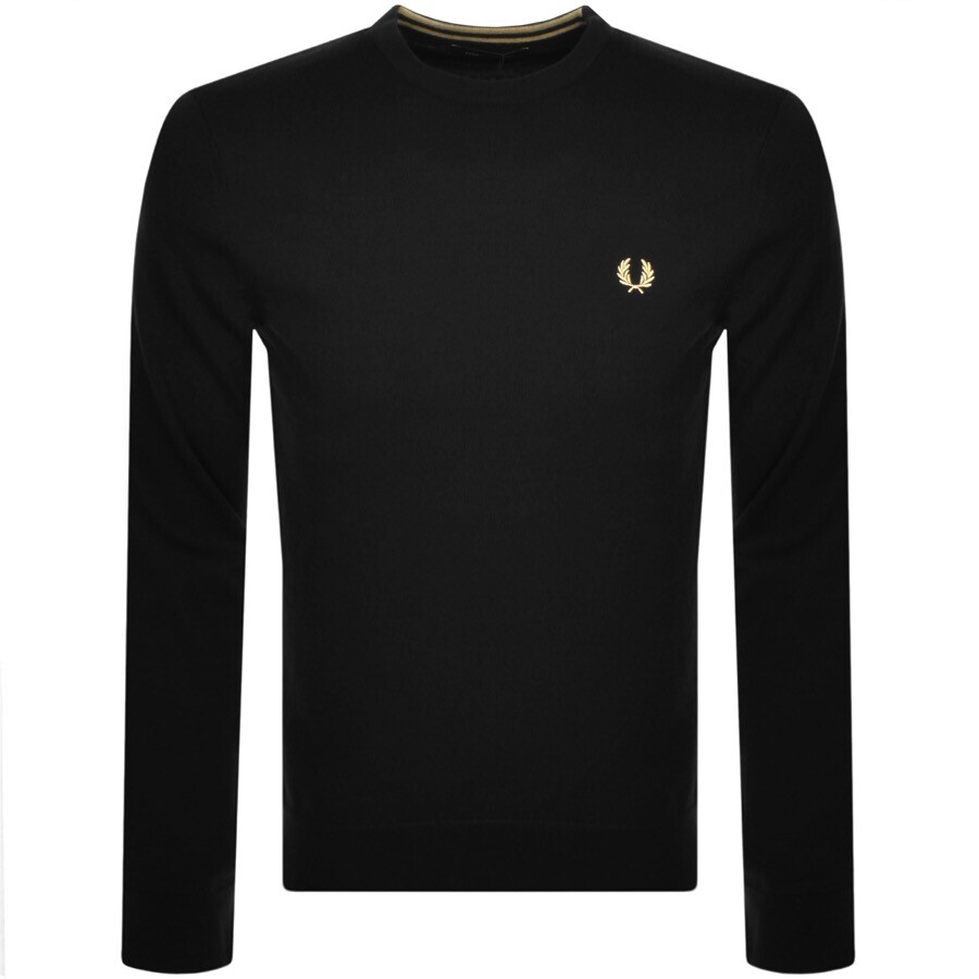 Shop Fred Perry Crew Neck Knit Jumper Black