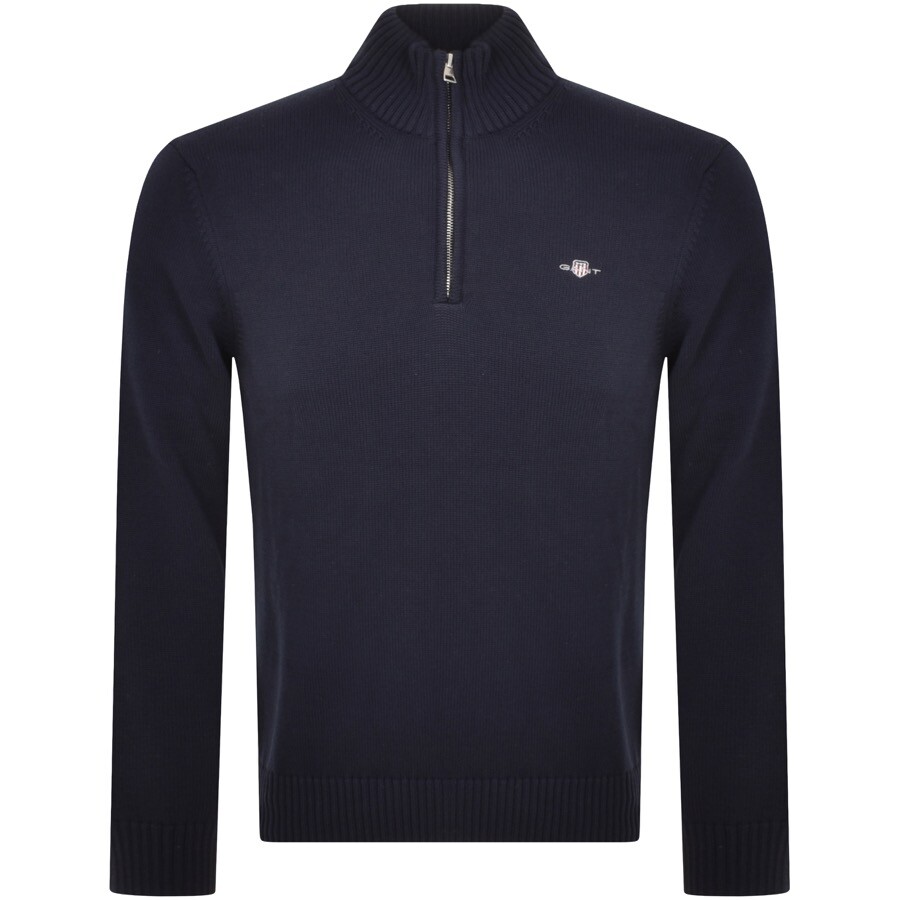 Gant Classic Casual Half Zip Knit Jumper Navy