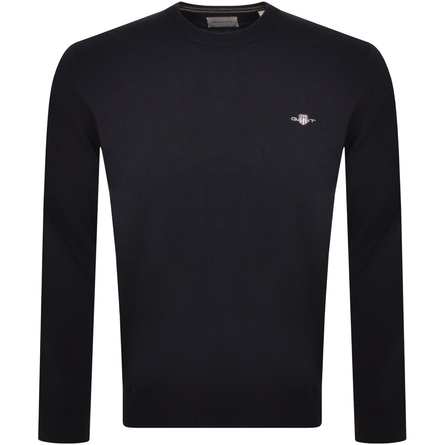 Gant Classic Cotton Crew Neck Knit Jumper Navy