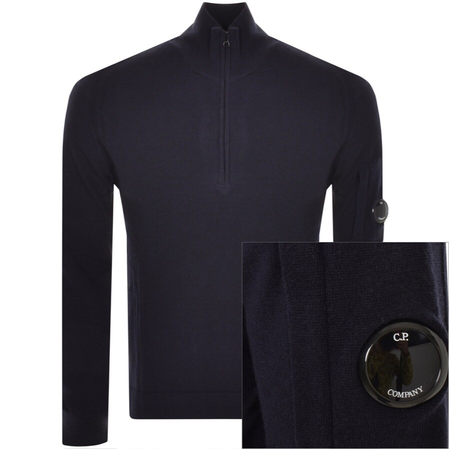 C P Company Cp Company Half Zip Knit Jumper Navy In Blue