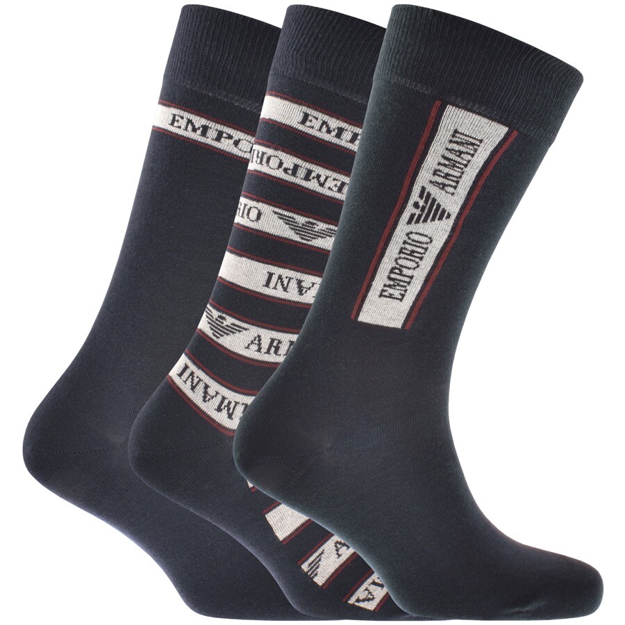 Emporio Armani Three Pack Socks Navy