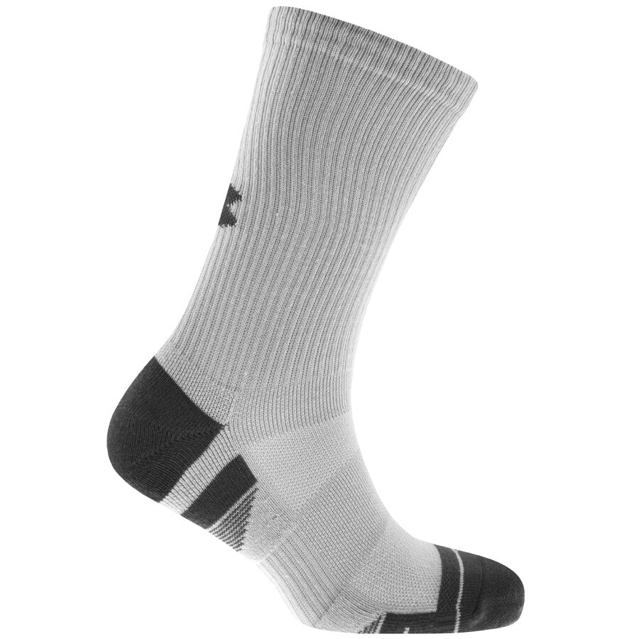 Under Armour Three Pack Heatgear Crew Socks Grey In Black