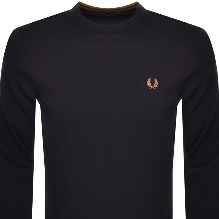 Shop Fred Perry Crew Neck Knit Jumper Navy