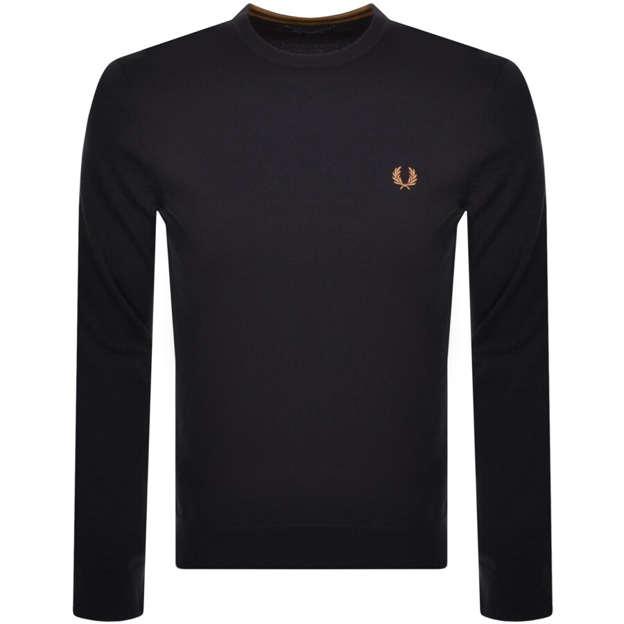 Shop Fred Perry Crew Neck Knit Jumper Navy