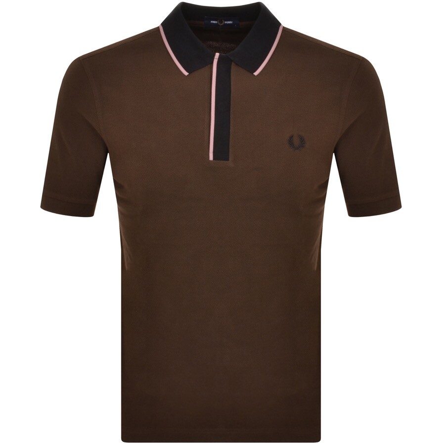 Fred Perry Concealed Placket Polo T Shirt Brown