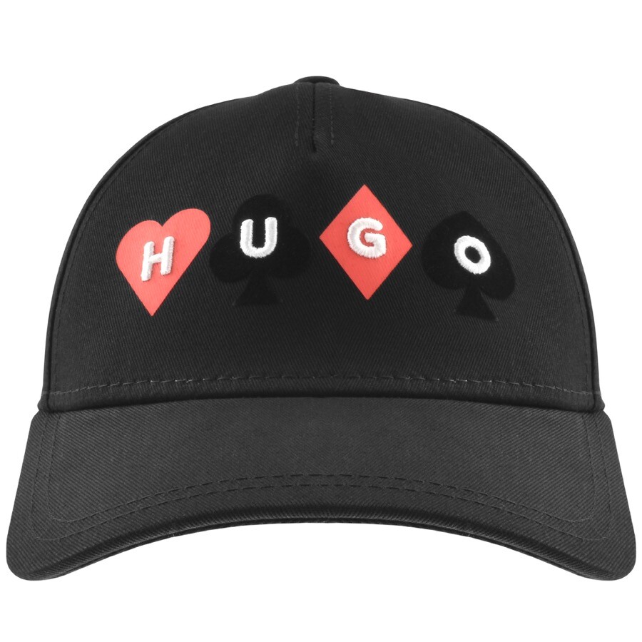 Hugo Cotton-twill Cap With Playing-card Logo In Black