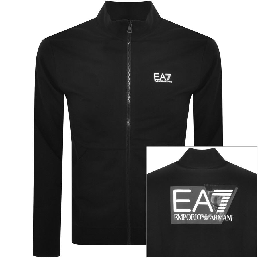 Ea7 Emporio Armani Full Zip Logo Sweatshirt Black