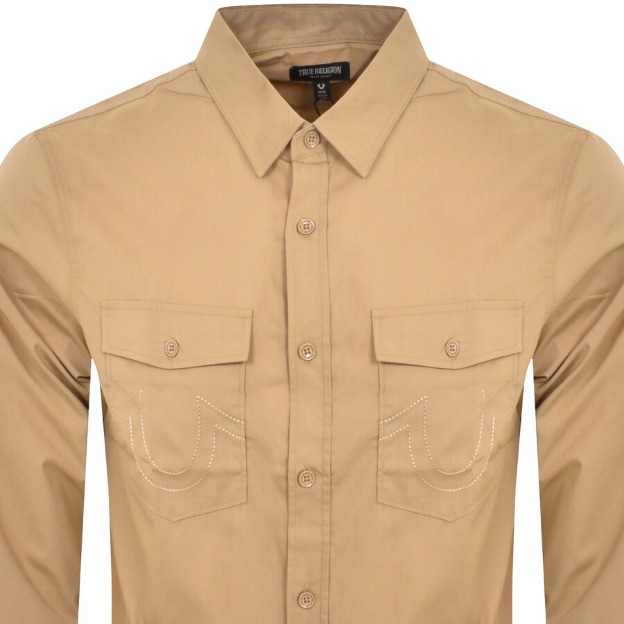 Shop True Religion Horseshoe Chambray Shirt Beige