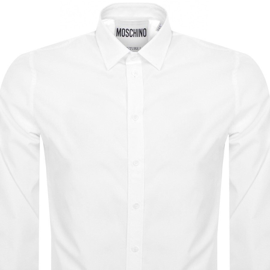 Moschino Logo Long Sleeve Shirt White In White