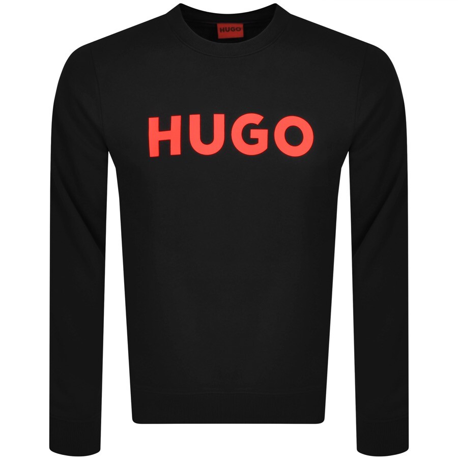 Hugo Dem Large Logo Mens Crew Neck Sweatshirt In Black