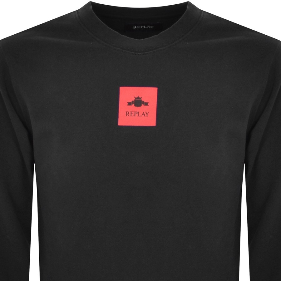 Shop Replay Crew Neck Sweatshirt Black