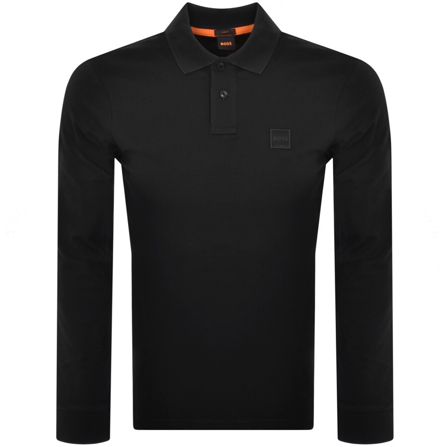 BOSS Passerby Long Sleeved Polo T Shirt Black