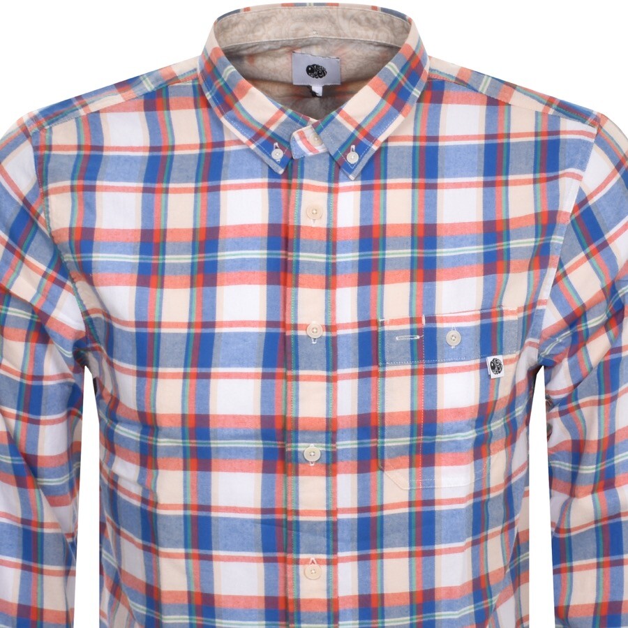 Shop Pretty Green Check Long Sleeve Shirt Blue