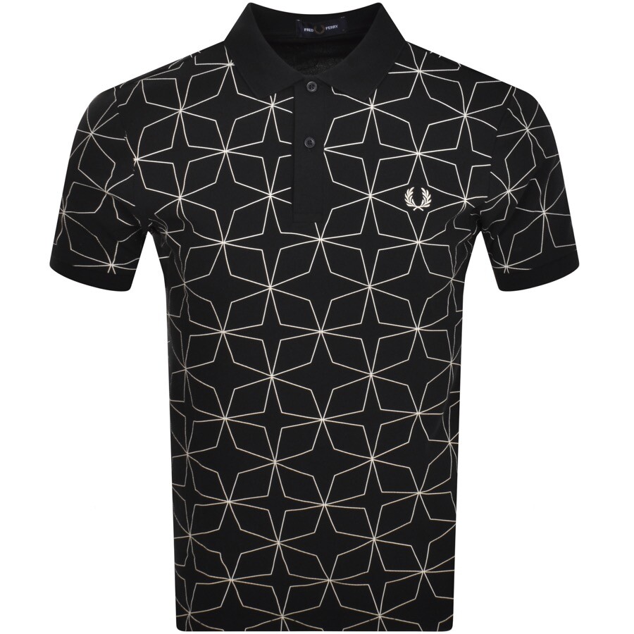 FRED PERRY FRED PERRY GEOMETRIC POLO T SHIRT BLACK