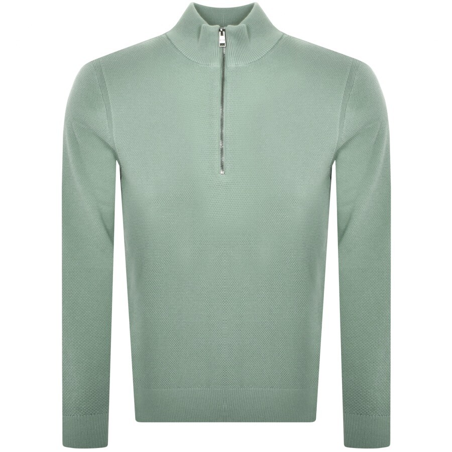 BOSS Ebrando Half Zip Knit Jumper Green