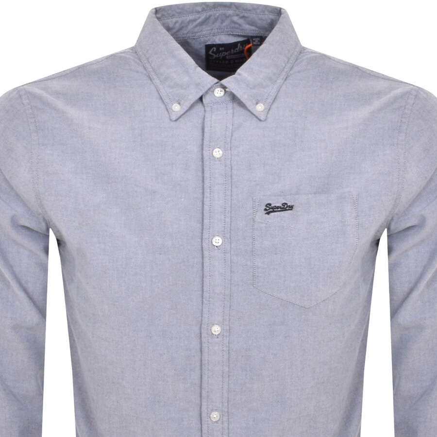 Shop Superdry Long Sleeve Oxford Shirt Navy