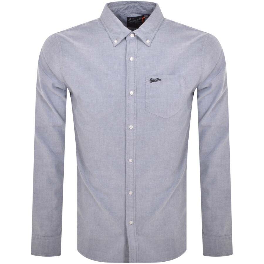 Shop Superdry Long Sleeve Oxford Shirt Navy