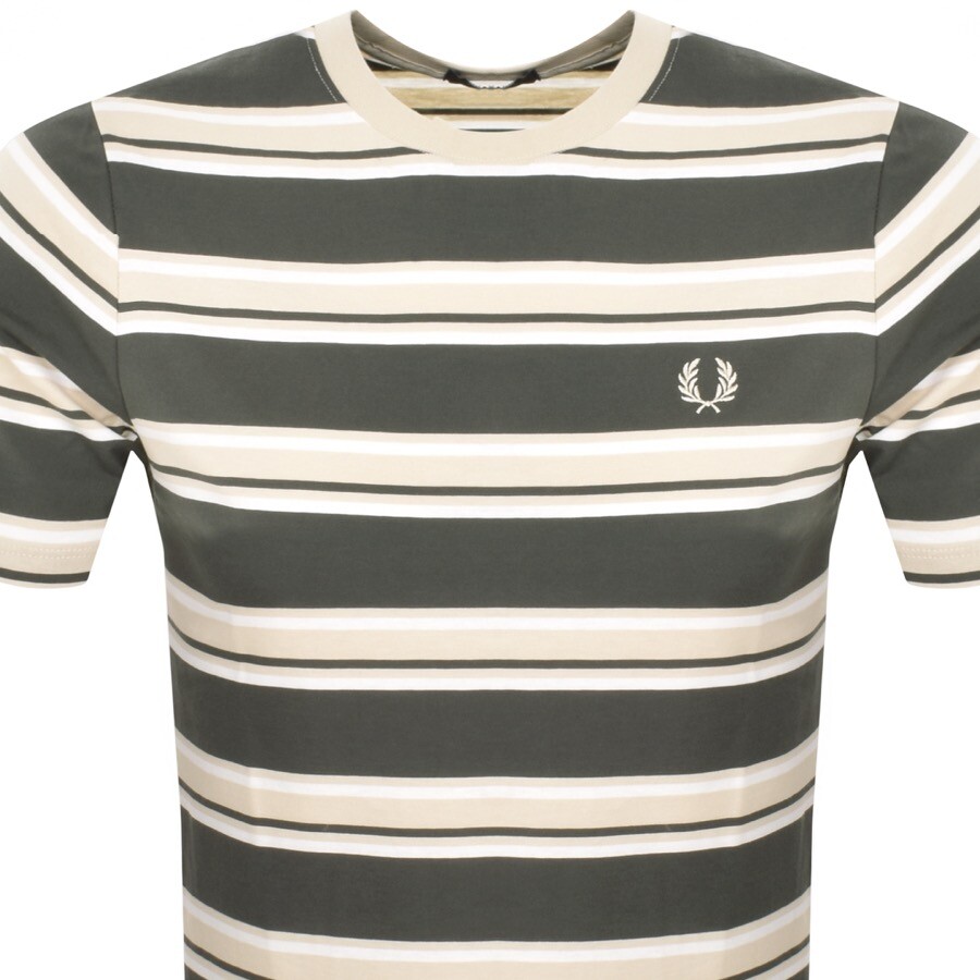 Shop Fred Perry Stripe T Shirt Green