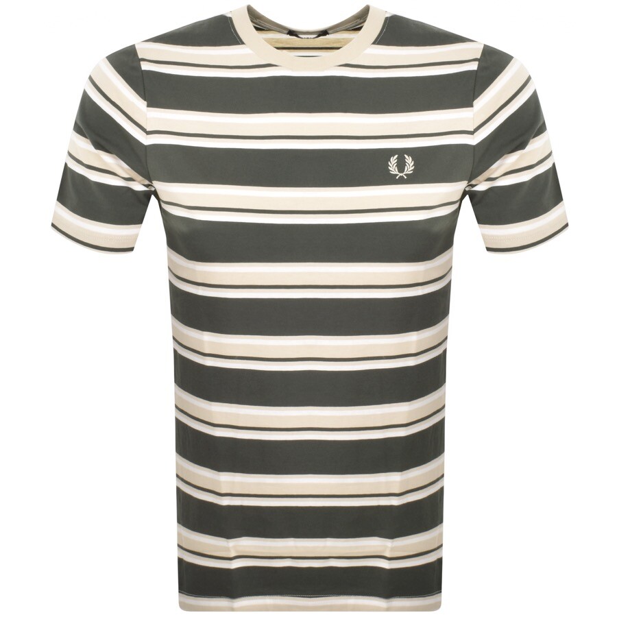 Shop Fred Perry Stripe T Shirt Green