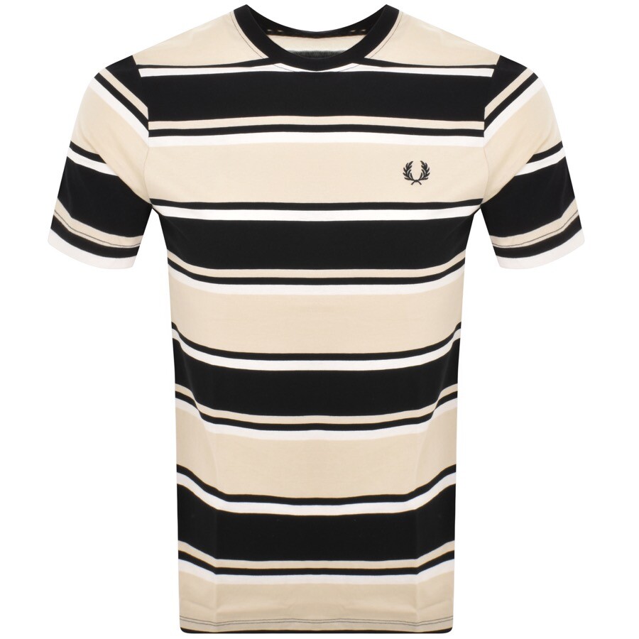 Shop Fred Perry Bold Stripe T Shirt Beige