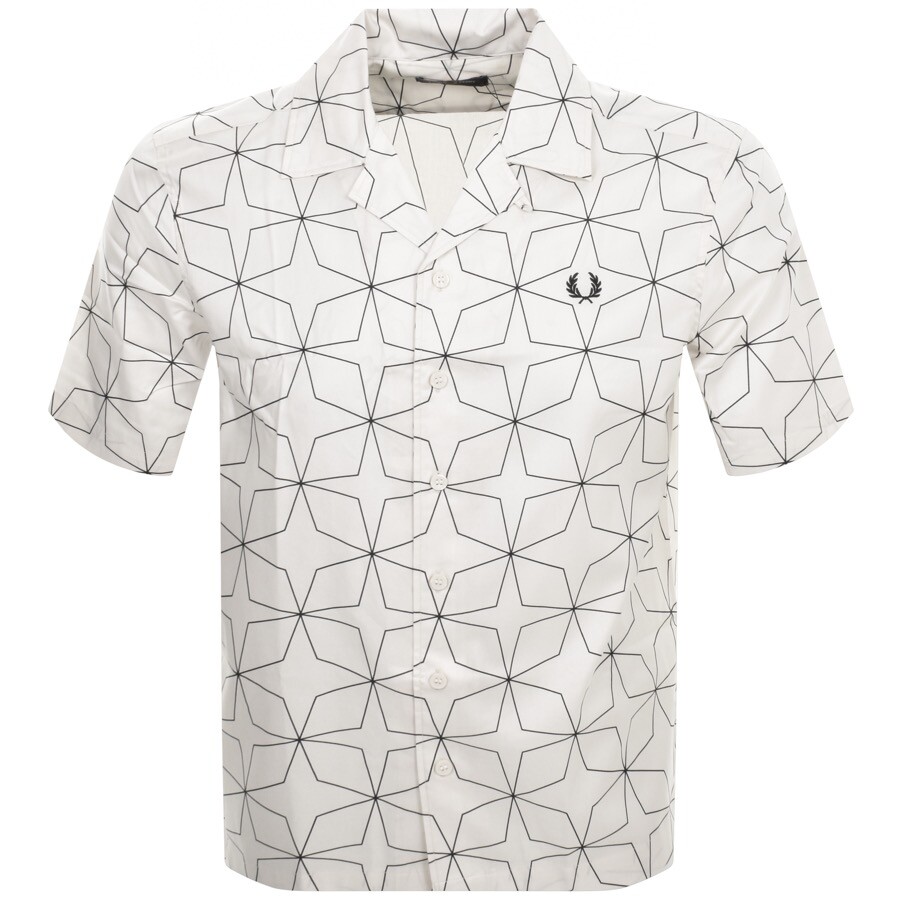 Shop Fred Perry Geometric Print Shirt Cream