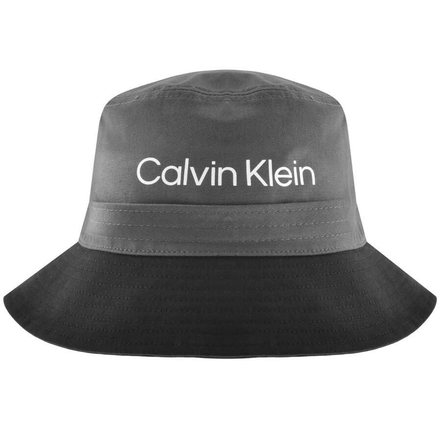 Shop Calvin Klein Logo Bucket Hat Grey