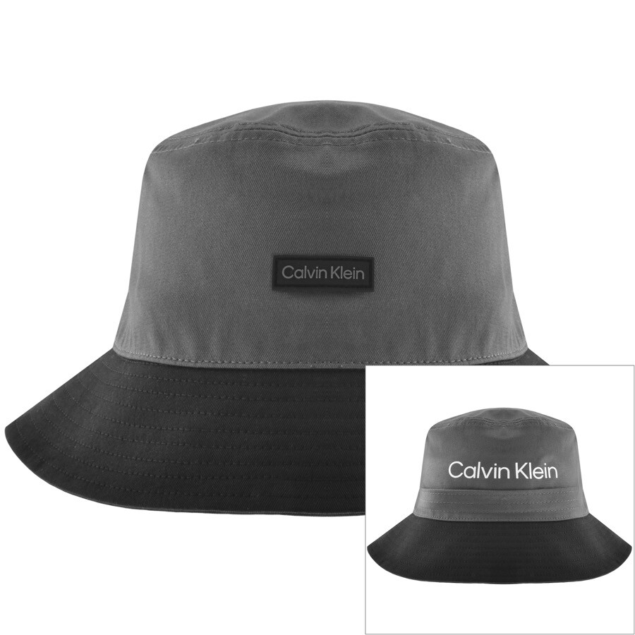 Shop Calvin Klein Logo Bucket Hat Grey