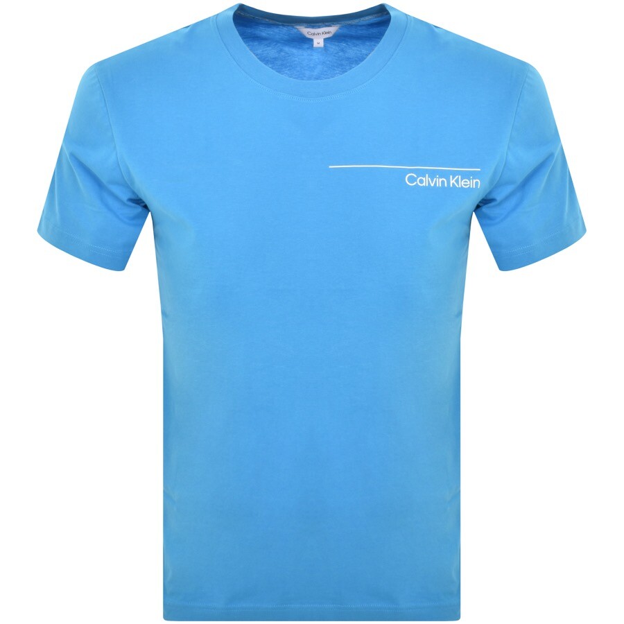 Shop Calvin Klein Crew Neck Logo T Shirt Blue