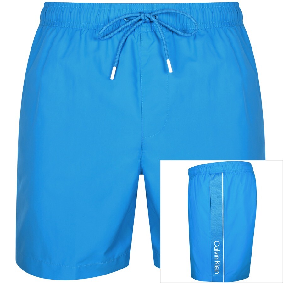 Shop Calvin Klein Logo Swim Shorts Blue