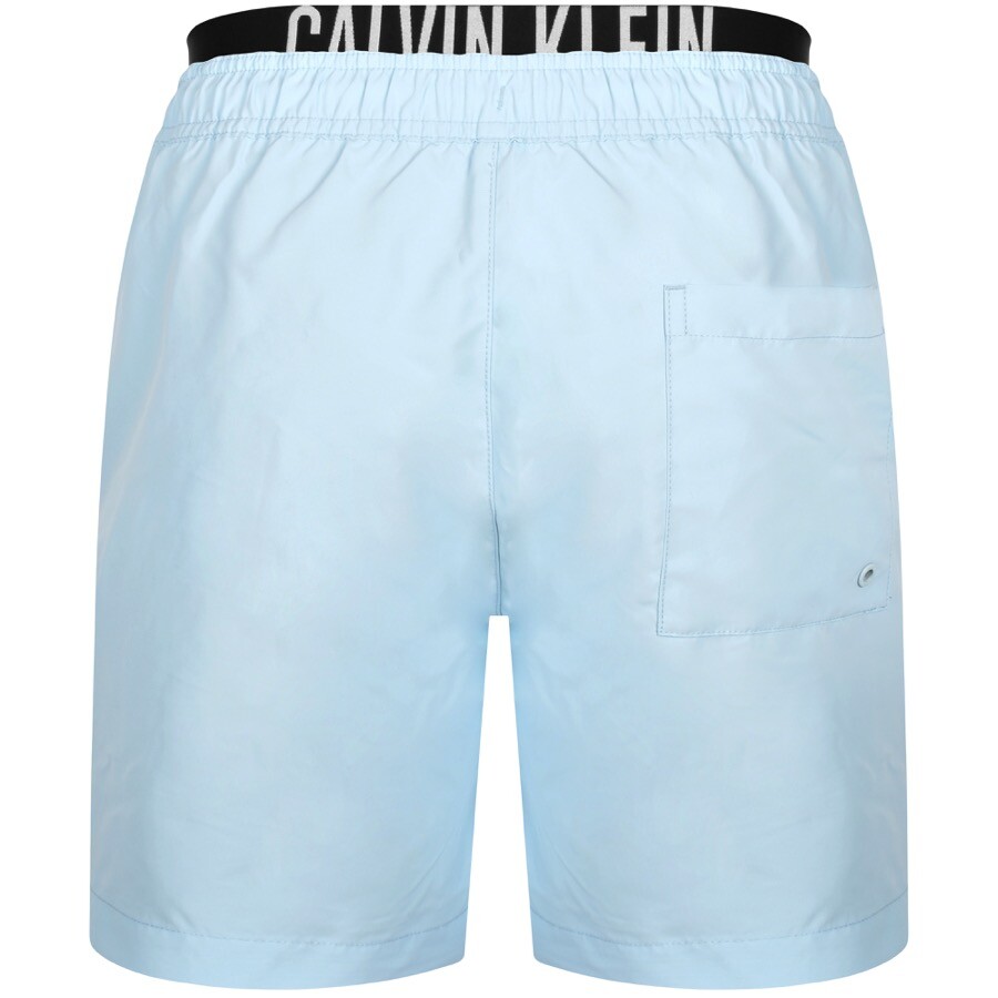 Shop Calvin Klein Double Waistband Swim Shorts Blue