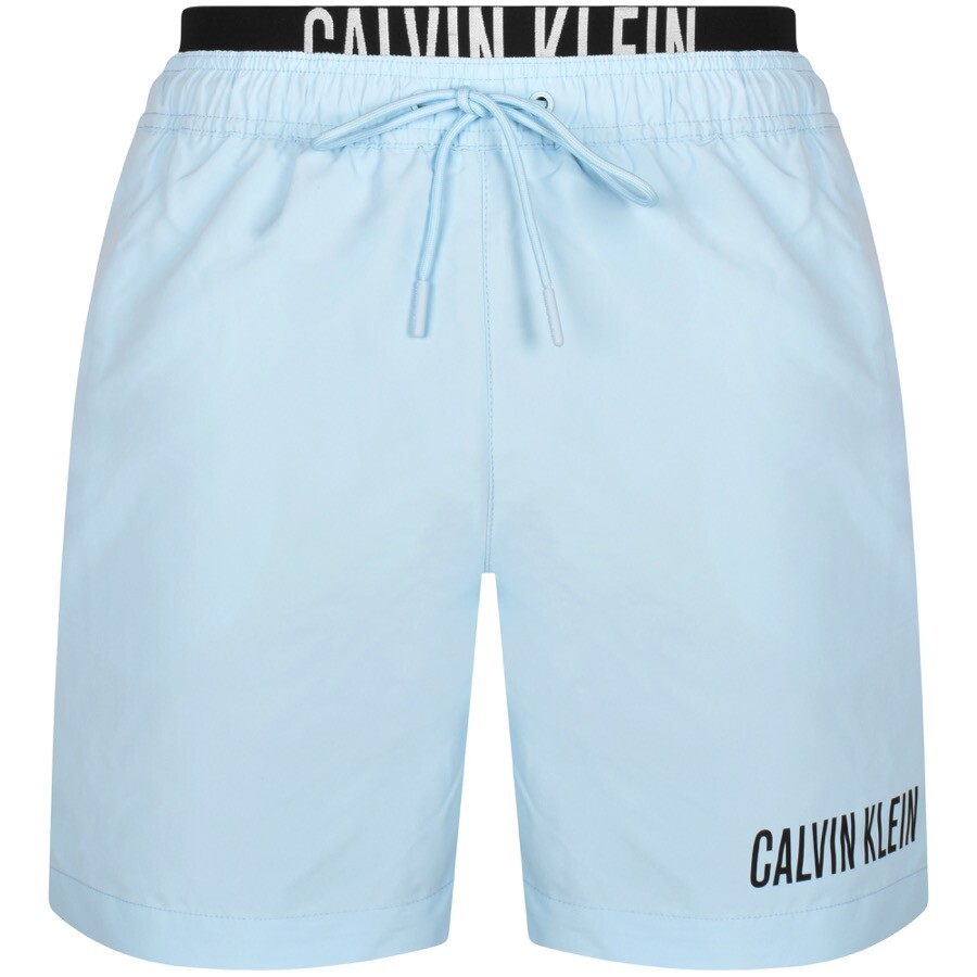 Shop Calvin Klein Double Waistband Swim Shorts Blue