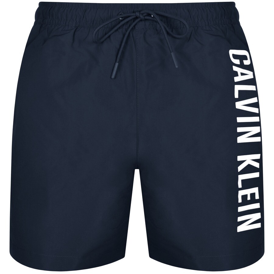 Shop Calvin Klein Logo Swim Shorts Navy