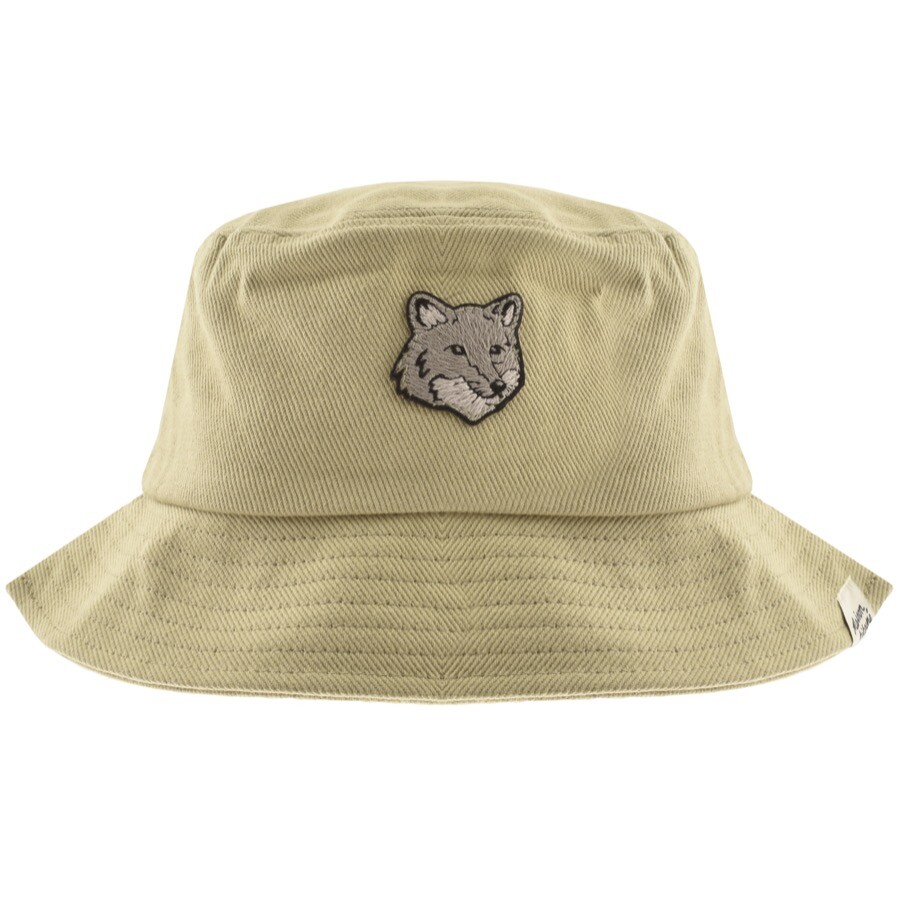 Shop Maison Kitsuné Maison Kitsune Bold Fox Head Bucket Hat Green