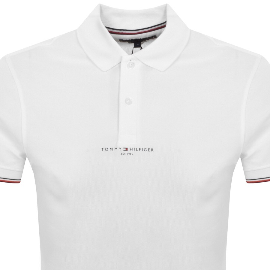 Shop Tommy Hilfiger Logo Tipped Polo T Shirt White