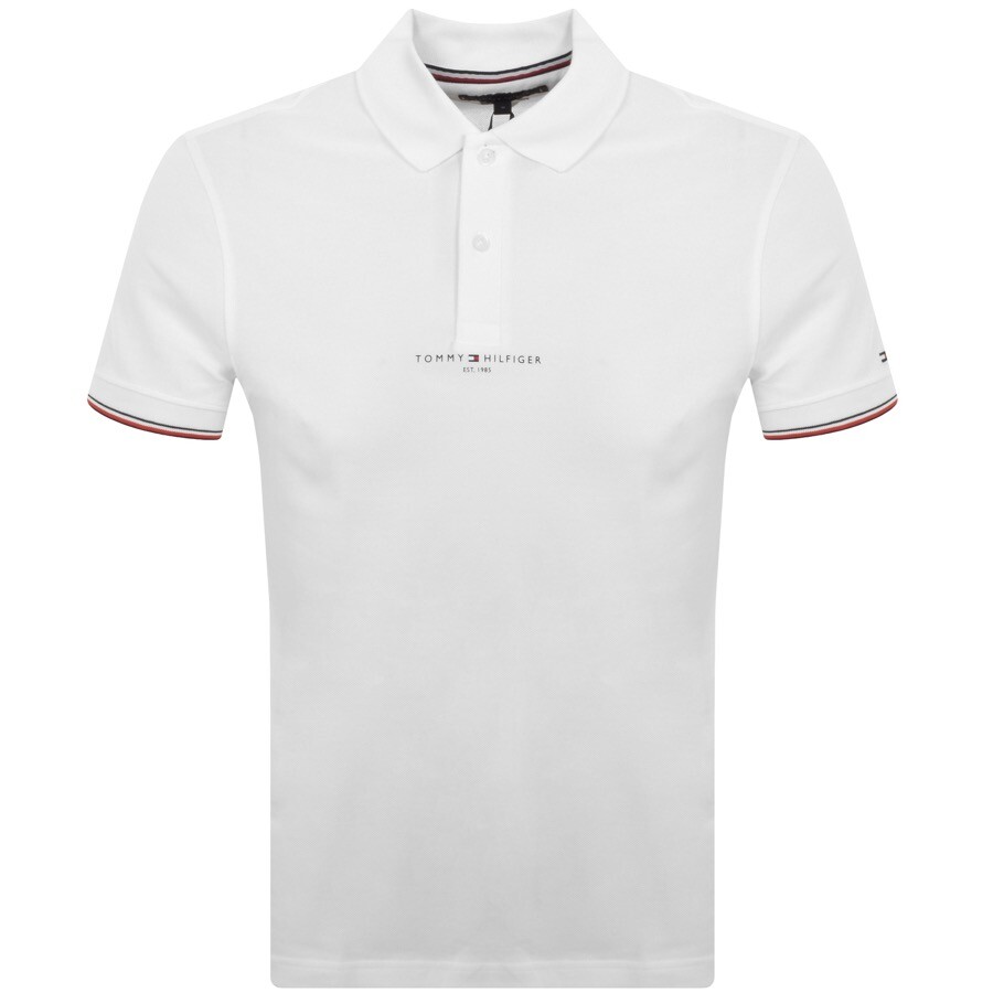 Shop Tommy Hilfiger Logo Tipped Polo T Shirt White