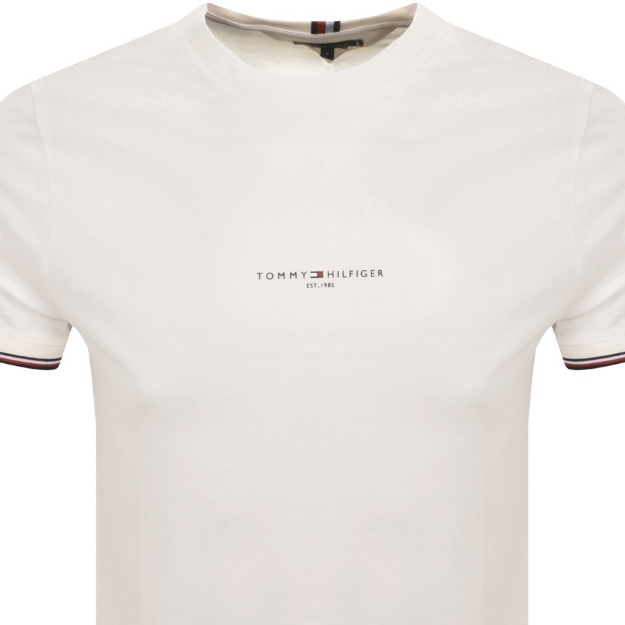 Shop Tommy Hilfiger Tipped T Shirt Cream