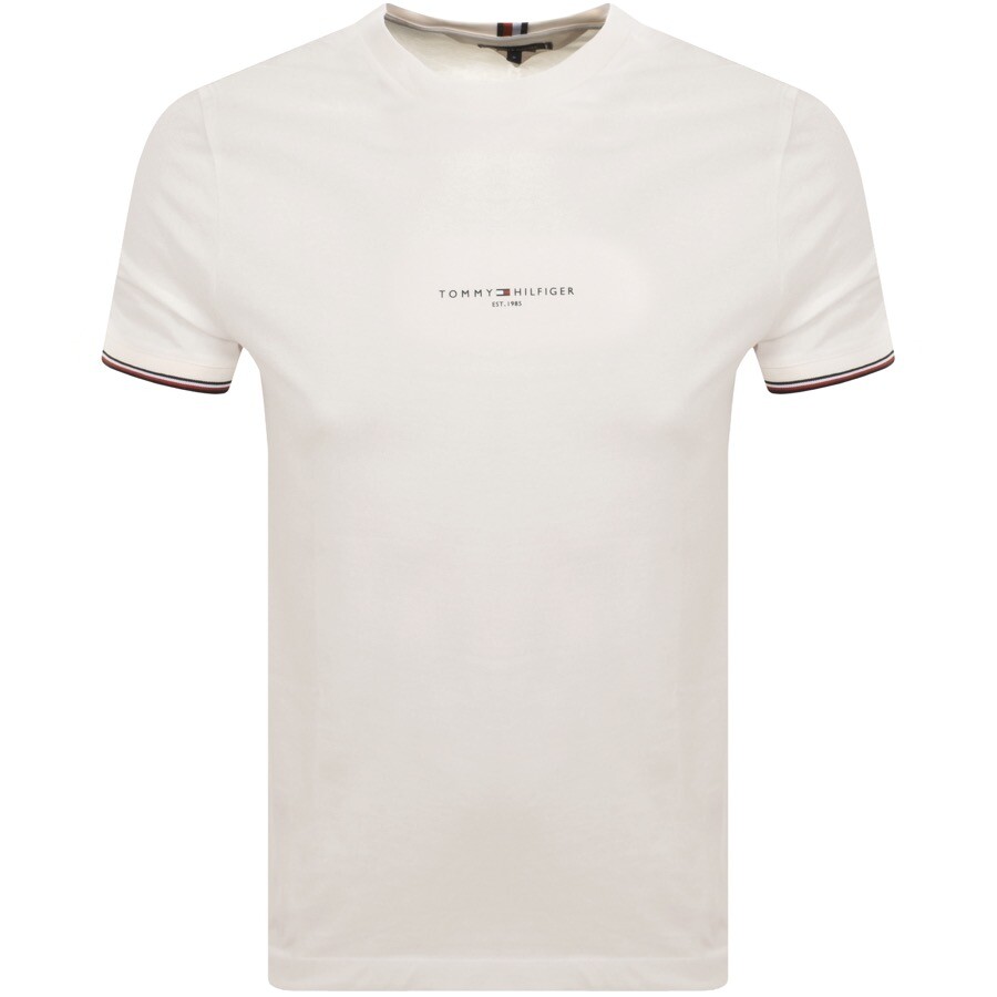 Shop Tommy Hilfiger Tipped T Shirt Cream