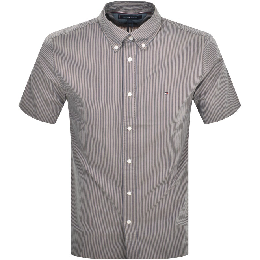 Shop Tommy Hilfiger Short Sleeve Flex Poplin Shirt Blue